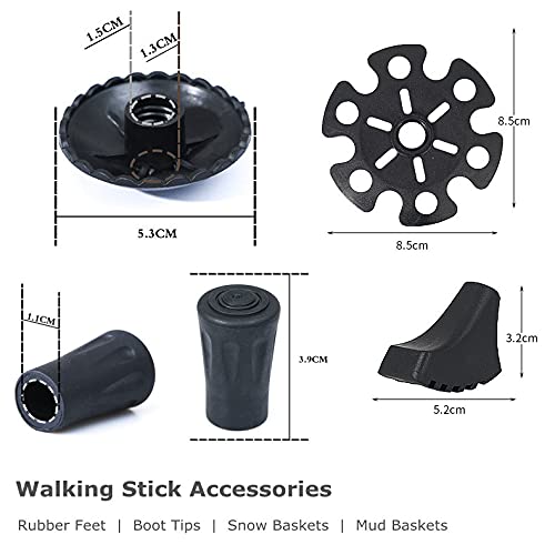 Walking Stick Tips Rubber 4pcs Trekking Pole Tips Replacement- Rubber Feet for Hiking Poles, Walking Sticks, Trekking Pole...