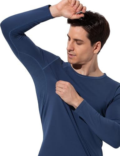 Arjen Kroos Men Thermal Underwear Set Cotton Lined Top and Bottom Set Lightweight Long Johns Warm Base Layer