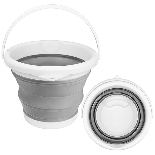 Collapsible Mop Bucket and Ice Bucket-5L(1.3 Gallon) Household Cleaning Silicone Dust Mops Bucket with no Wringer Set,Port...