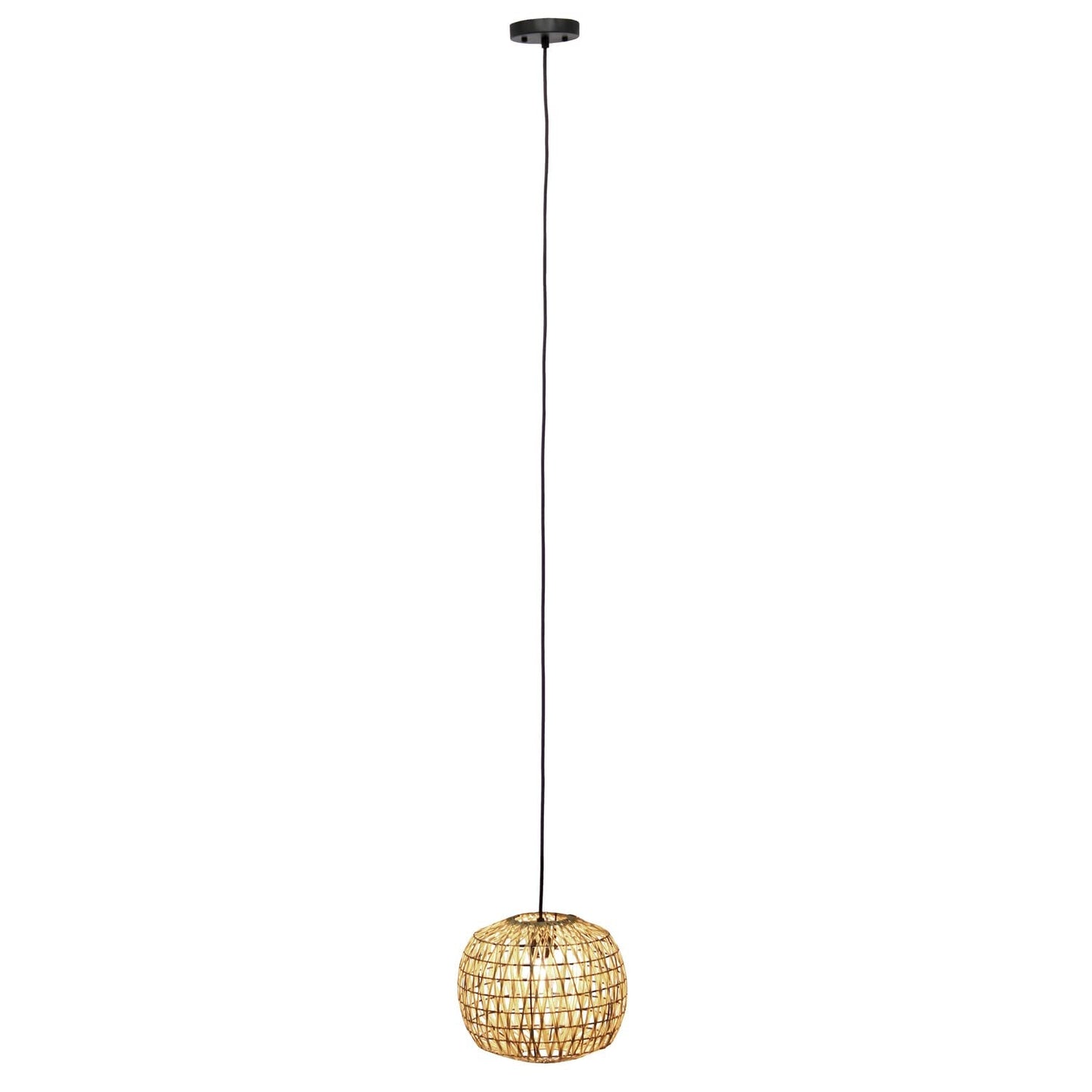 Elegant Designs PT1016-NAT 1-Light Ceiling Pendant, Woven Paper Rope, 11.38in Natural, Modern Bohemian Style for Kitchen, Hallway, Bedroom