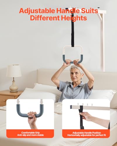 VEVOR Trapeze Bar for Bed Mobility, Heavy-Duty Steel Free Standing Trapeze Bar 250 LBS Weight Capacity, Hospital Bed Pull ...
