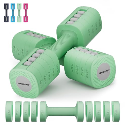 EAST MOUNT Adjustable Weight Dumbbells Set of 2, 8 in 1 Hand Weights for Women 2lb/3lb/4lb/5lb/6lb Dumbbell Weights Set 12...