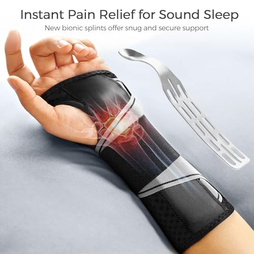 FREETOO Carpal Tunnel Wrist Brace Night Support Fit Right Hand for Work, Pain Relief Wrist Splint for Tendonitis, Arthriti...