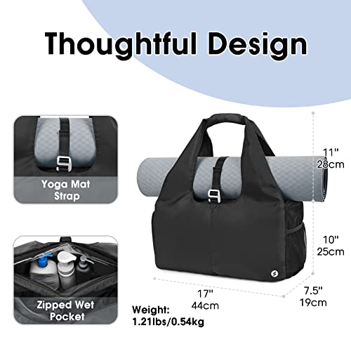 sportsnew Yoga Gym Bags for Women with Shoes Compartment & Wet Dry Storage Pockets & Adjustable Yoga Mat Holder, Patent Pe...
