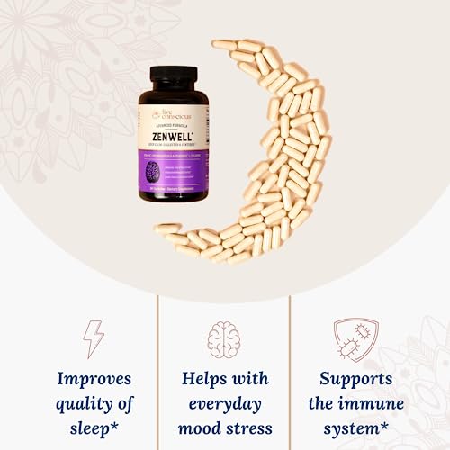 Live Conscious KSM-66 Ashwagandha Supplement w/L Theanine & AlphaWave - ZenWell Everyday Stress Relief, Cognitive, Brain H...