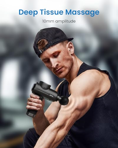 RENPHO Active+ Percussion Massage Gun - 5 Adjustable Speeds for Back, Neck, Muscle Recovery - App Controlled Guided Course...