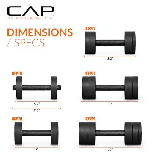 CAP Barbell 15 lb Adjustable Dumbbell – Compact Cast Iron Weight | Multiple Options