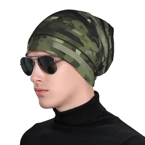 YANYU Digital Camo Print Soft Beanie Hat for Men Women Warm Fashion Cap for Jogging Cycling Gift Outdoor Use Black