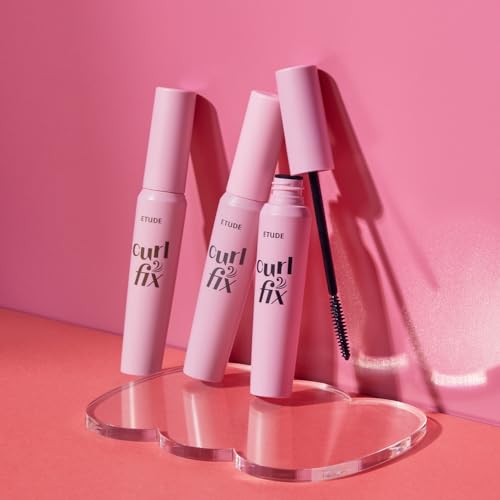 ETUDE Curl Fix Mascara, Lash Mascara, Strong Curl Up, Long-Lasting, Waterproof, Light-Weight, Korean Makeup, Beauty, Vegan Certi