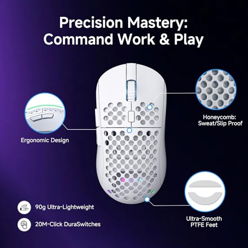 DIERYA M1 Wireless Gaming Mouse, 24000DPI, 180Hrs Battery, 16.8M RGB, 6 Programmable Buttons, Lightweight, Tri-Mode (2.4G/...
