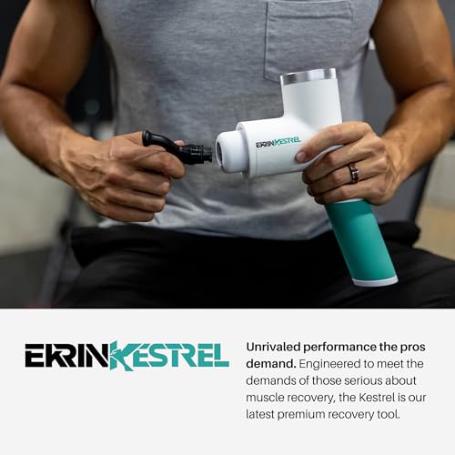 Ekrin Athletics White Kestrel Percussive Massager - Enhanced Precision & Comfort for Elite Muscle Recovery & Wellness - Re...