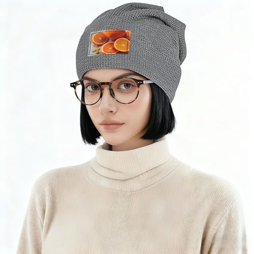 YANYU Fresh Orange Fruit Print Lightweight Waffle Pullover Hat Men Women Winter Headwear Outdoor Camping Travel