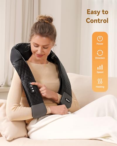Shiatsu Neck and Back Massager with Heat, Neck and Shoulder Massager, 4D Deep Tissue Kneading Massage for Leg, Full Body M...