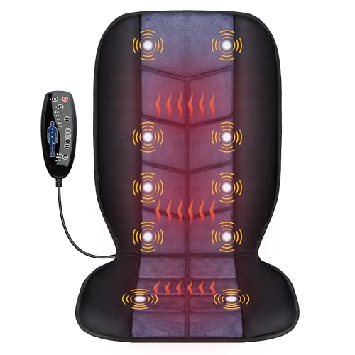 CILI Massage Chair Pad,Back Massager with Heat,Massage Seat Cushion with 10 Vibration Motors,30-60-90 Minutes Heating Opti...