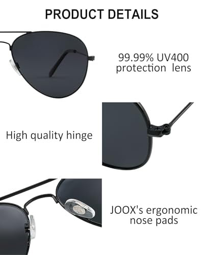 JOOX Polarized Aviator Sunglasses for Women Men, UV400 Protection Lens and Lightweight Metal Pilot Frame
