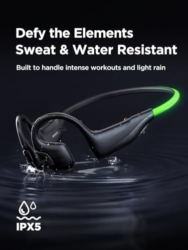HAKII Light 2 Open Ear Headphones, IPX5 Air Conduction Headphones with 180° Ultra-Bright Beacon String, 16H Playtime, Spor...