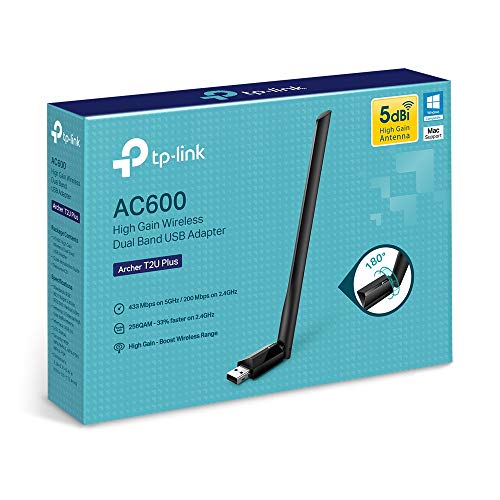 TP-Link AC600 USB WiFi Adapter for PC (Archer T2U Plus)- Wireless Network Adapter for Desktop with 2.4GHz, 5GHz High Gain ...
