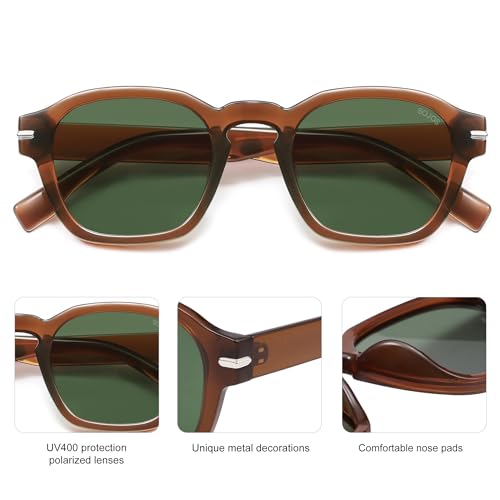 SOJOS Vintage Retro Square Polarized Sunglasses Men Standard Fit Trendy Womens Sun Glasses SJ2382