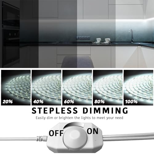 dalattin White LED Strip Lights 50ft Dimmable Bright 24V Led Light Strip 6500K Daylight White 900 LEDs Lights for Bedroom,...