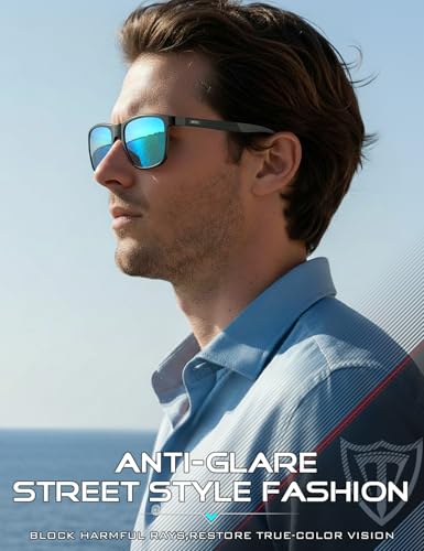 ATTCL Polarized Sunglasses Men for Driving: UV400 Protection Lightweight AL-MG Metal Rectangular Sun glasses Hiking Travel