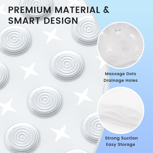 Silicone Bathtub Mat Non Slip, Acupressure mat for Back Pain Relief and Muscle Relaxation Bathtub with Drain Holes and Suc...