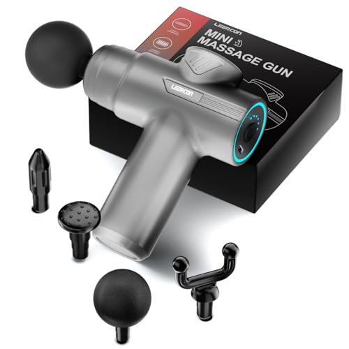 LEERCON Mini Massage Gun, Deep Tissue Relief, 6 Speeds, 4 Heads, Portable for Travel, Office & Home, Gift for Men & Women...