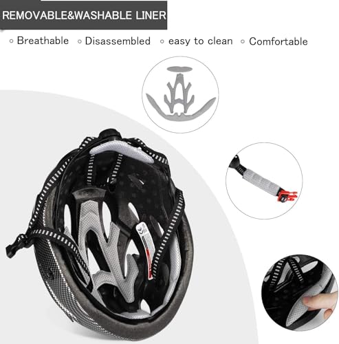 Adult Cycling Bike Helmet, Lightweight and Adjustable with Pads&Visor for Men and Women,Premium Quality Airflow Unisex Bik...