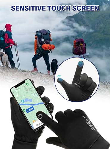 KEJIKO Winter Gloves Men Women - Thermal Windproof Running Touch Screen Gloves, Unisex Warm Anti-Slip Lined Cold Weather G...