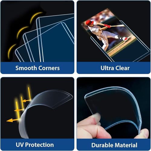 200 Hard Plastic Card Sleeves, Premium Card Sleeves, 3"x 4" Baseball Cards Protectors Plastic, Sports Trading Baseball Gam...