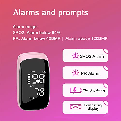 Rechargeable Pulse Oximeter with Accurate Fast Oximetry SpO2 Reading for Outdoor Sports & Home Use (Pink)