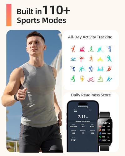 Parsonver 5ATM Waterproof Fitness Tracker, Swimming Smart Watch with Step Counter, Stopwatch, Pedometer, 24/7 Heart Rate/B...