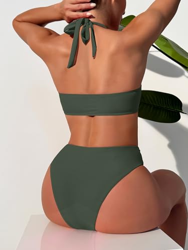 ANRABESS Womens Bikini Sets Two Piece Swimsuits High Waisted Halter Twist Front Bathing Suit 2026 Summer Beach Swimwear