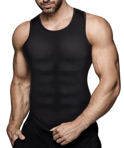 Mens Compression Shirt Slimming Body Shaper Vest Workout Tank Tops Abs Abdomen Undershirts