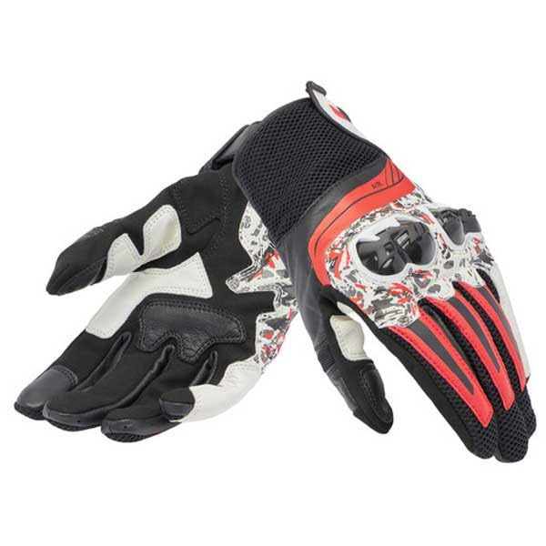 Dainese Mig 3 Unisex Leather Gloves Black/Red Spray/White - 3XL