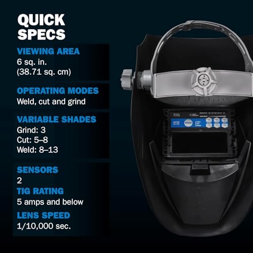 Miller 287803 Classic Series VS Welding Helmet, Auto-Darkening Welding Helmet, Black
