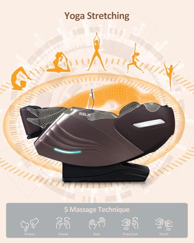 RELX Massage Chair Full Body, 15 Modes Zero Gravity SL-Track Shiatsu Massage Chair Built-in Heat System, Airbag Massage wi...