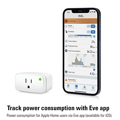 Eve Energy (Matter) 2 Pack – Smart Plug, App and Voice Control, 100% Privacy, Matter Over Thread, Works with Apple Home, A...