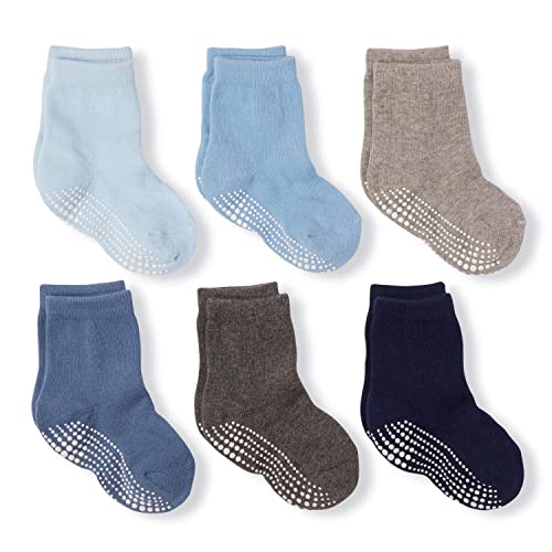 LA ACTIVE Non Slip Grip Ankle Boys and Girls Athletic Crew Socks for Babies Toddlers and Kids