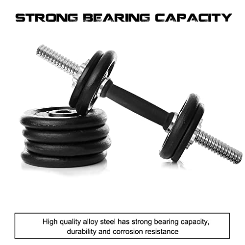 Threaded Dumbbell Rubber/Chrome Handles 1 Inch Pair, Adjustable Dumbbell Bar Handles, Fits Standard Weight Plates with 1” ...