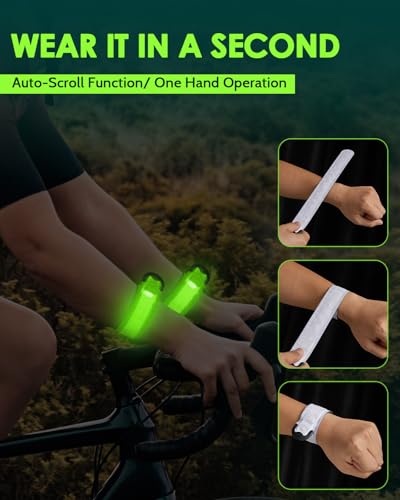 Fitense Rechargeable LED Armband 2-Pack, High Visibility Running Gear for Night Safety, 5 Colors & 3 Modes Light Up Wristb...