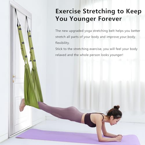 Yoga Stretching Strap, Leg Waist Back Bend Auxiliary Yoga Stretch Band, Upgraded Version with Door Anchor 2 Resistance Rop...