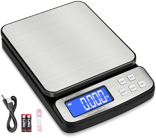 Fuzion Digital Shipping Postal Scale - 88lb x 0.1oz, Stainless Steel Platform, 5 Units, Hold/Tare/PCS Counting, Easy Calib...