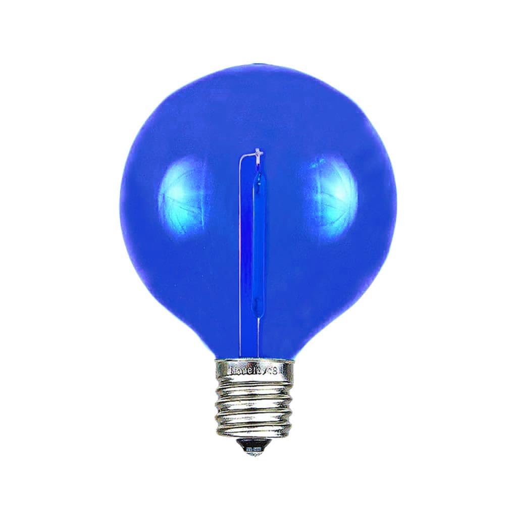 Novelty Lights 25 Pack Blue G40 Led Filament String Light Bulbs  E12/C7 Candelabra Base  5 Watt Equivalent  Shatterproof Replacement Bulbs For Patios  Canopy Lighting