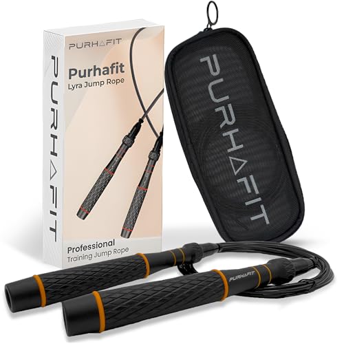 LYRA Adjustable Speed Jump Rope – 360° Ball Bearings, Steel Cable & Aluminum Handles – Fast Double Unders for CrossFit, HI...