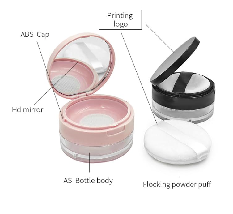 Duehut Loose Powder Cocntainer No Leaks Empty Reusable Plastic Loose Powder Compact Container Makeup Powder Case with Sponge Pow