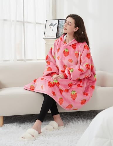 KFUBUO Wearable Blanket Hoodie for Adults Sherpa All Patterns Oversized Sweatshirt Blanket with Pockets Cute Birthday Gift...