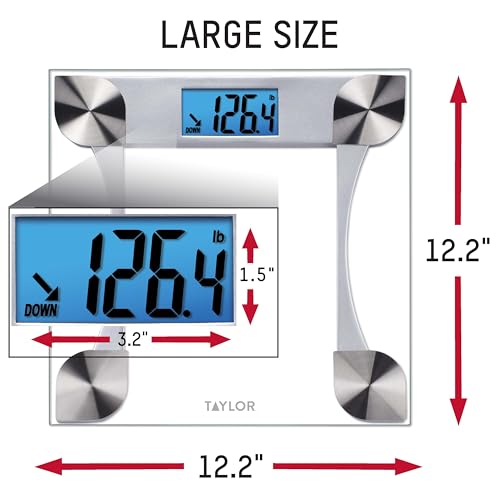 Taylor Digital Glass Scale, Tracks Body Weight with Dependable Readings, Bathroom Device Measuring Up to 440 lb, Battery-P...