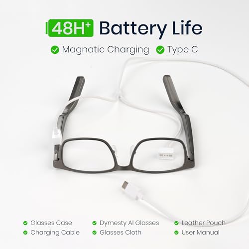 Dymesty Smart AI Glasses for Men & Women,Titanium Frame,Real-Time Translation, Meeting Recording, AI Assistant with ChatGP...