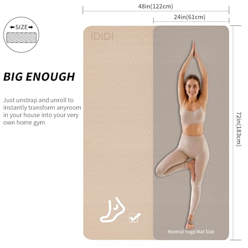 Large Yoga Mat (6'x 4') - Extra Long and Wide Workout Mat for Men and Women,Non-Slip POE 0.32''/0.4'' Thick Fitness Mat, E...