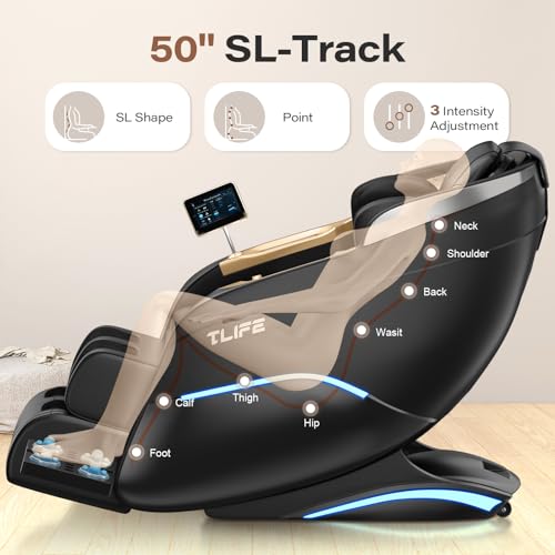 TLIFE Massage Chair Full Body, 160°Zero Gravity Recliner with Body Scan, 50" SL-Track Shiatsu Massage Chair, Fixed Point M...